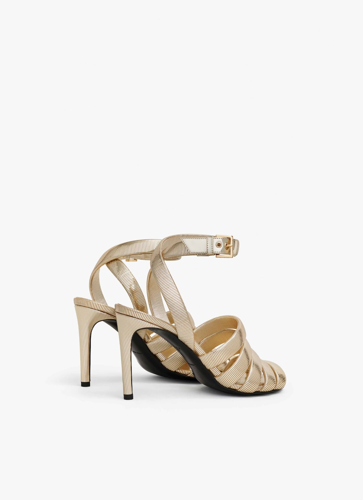 CHAIN STRAPPY SANDALS IN METALLIZED LEATHER ALAÏA AMAZONITE CHAIN STRAPPY SANDALS IN METALLIZED LEATHER